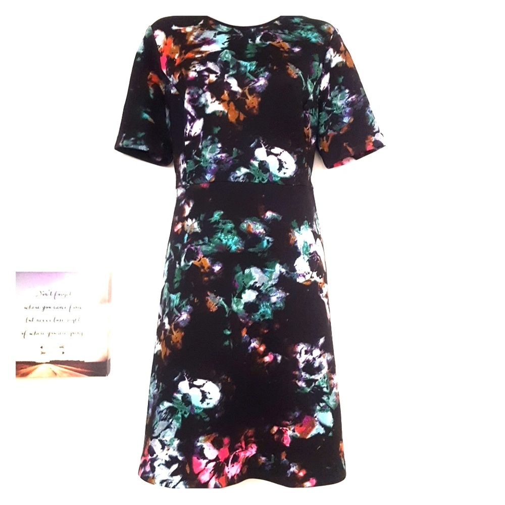 Black Floral Print Dress with Pockets